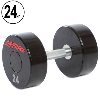 Гантель цельная профессиональная с полиуретановым покрытием 1 шт LIFE FITNESS SC-80081-24 1х24 кг
