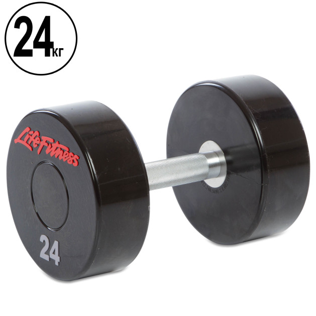 Гантель цільна професійна з поліуретановим покриттям 1 шт LIFE FITNESS SC-80081-24 1х24 кг